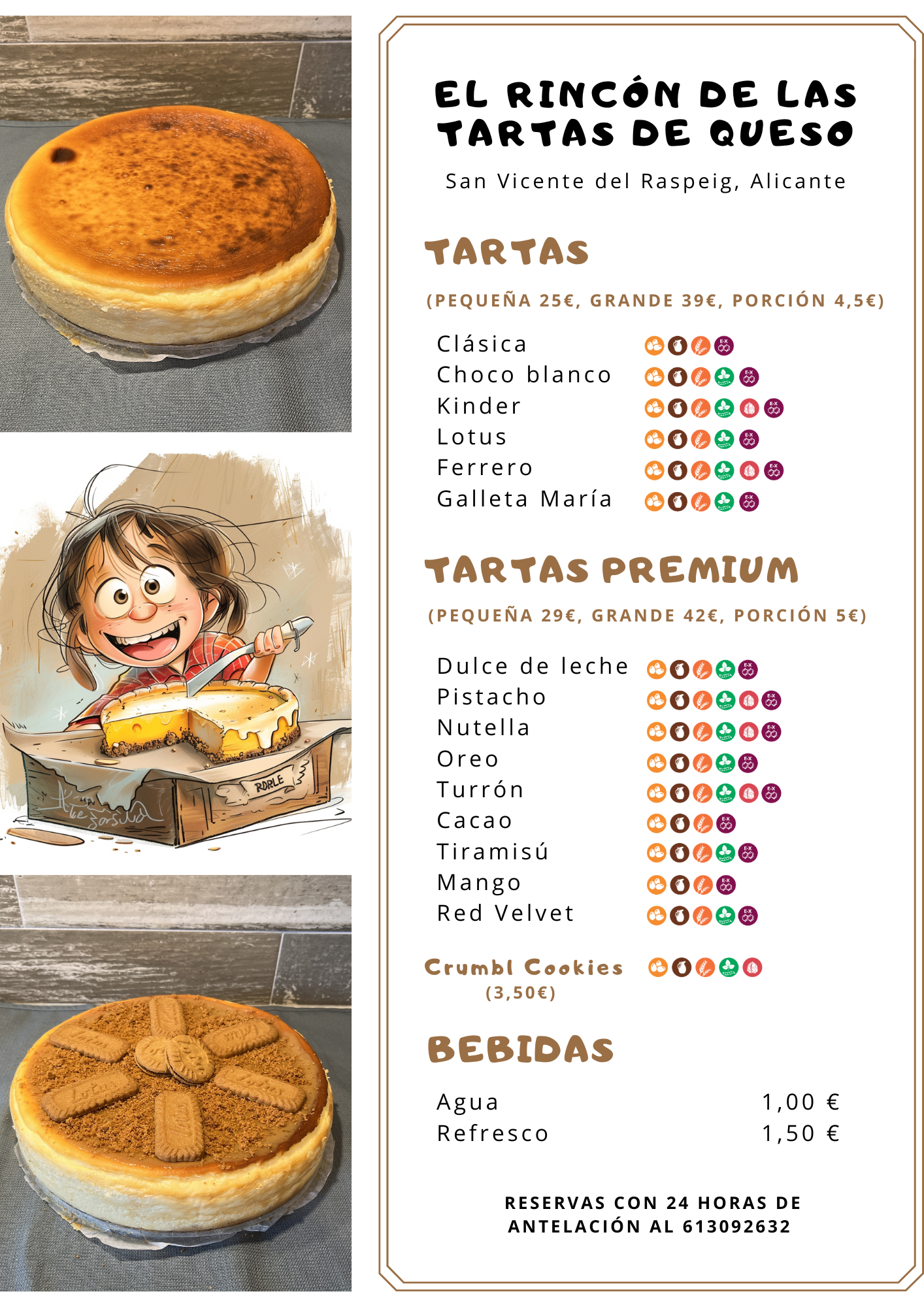 Precios El rincón de las tartas de queso